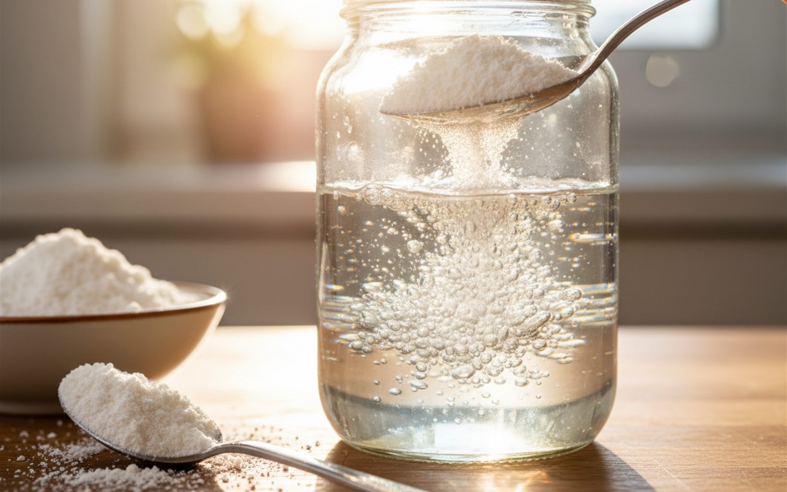 A macro shot of eggshell powder fizzing in a jar of vinegar as the calcium dissolves into a form plants can actually drink.